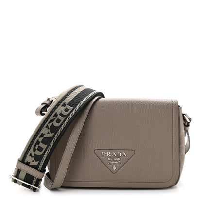 Prada Vitello Daino Soft Flap Crossbody Argilla 1 of 10