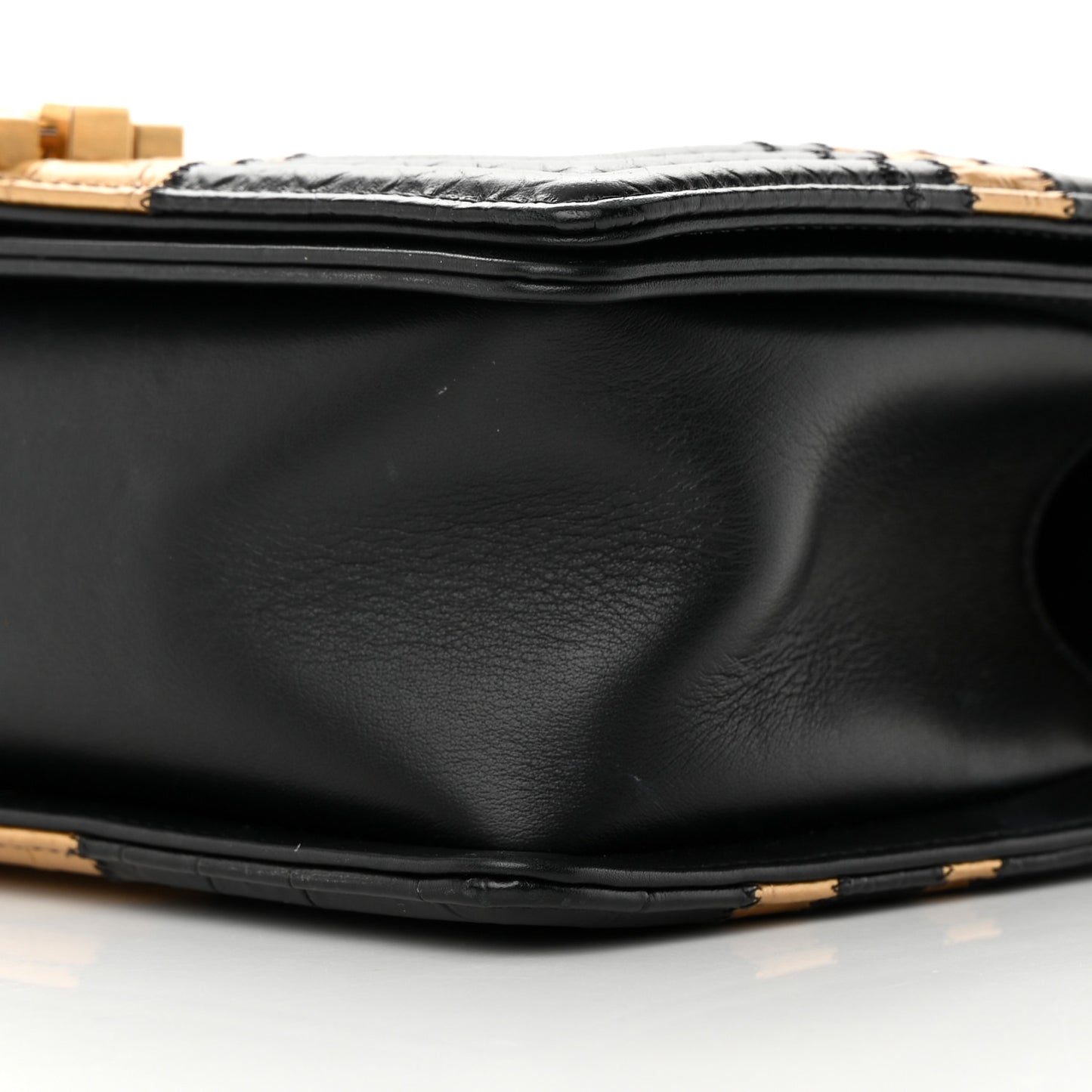 Crocodile Python Calfskin Embossed Medium Boy Flap Black Gold