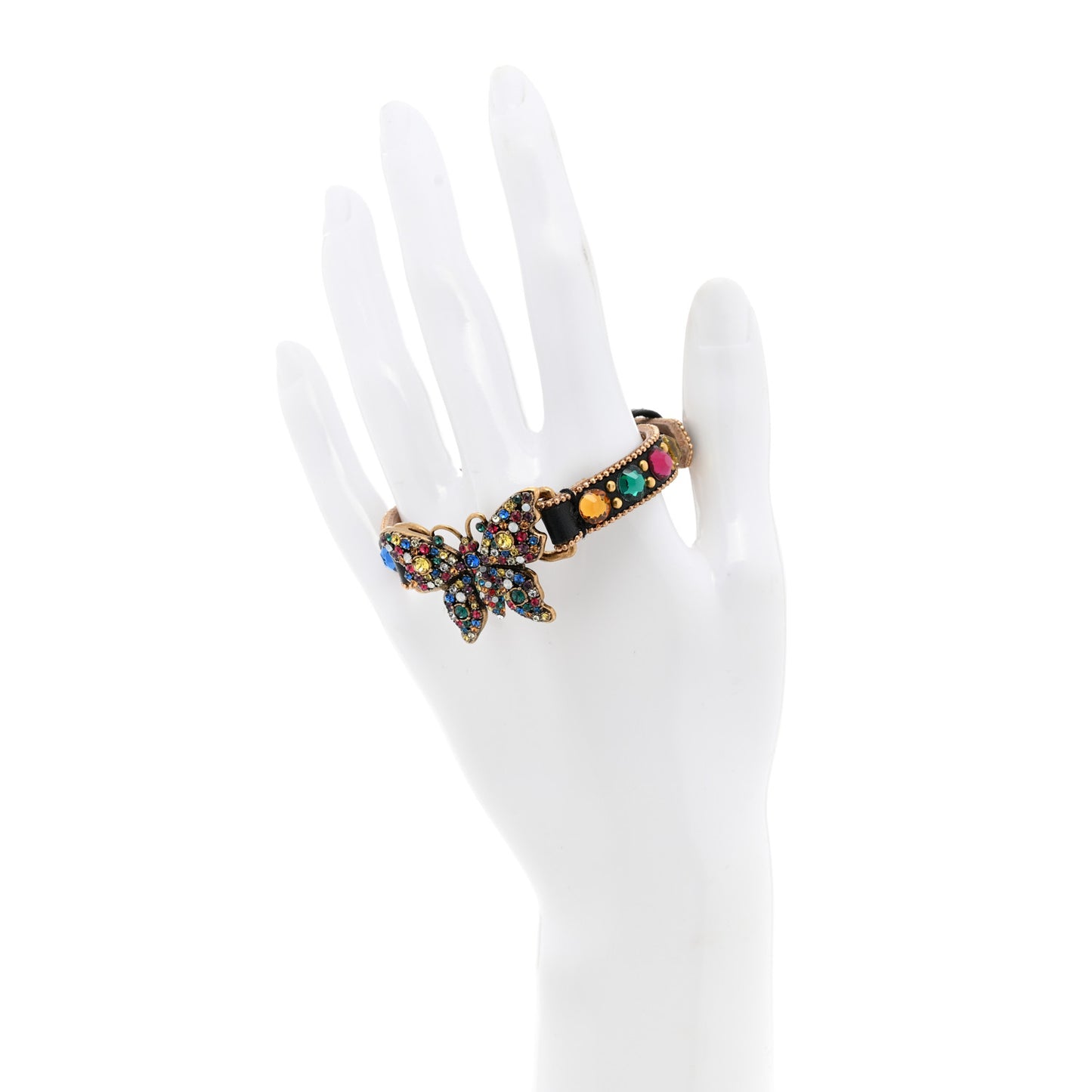 Calfskin Crystal Butterfly Bracelet Multicolor