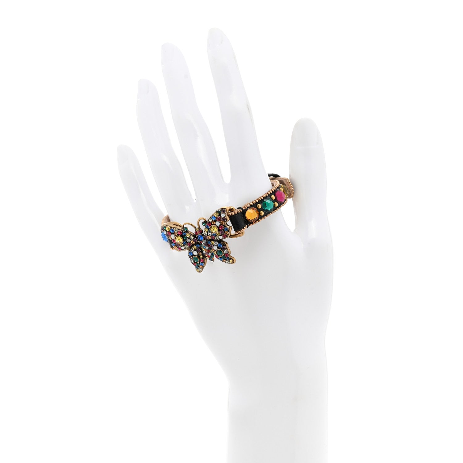 Gucci Calfskin Crystal Butterfly Bracelet Multicolor 2 of 9