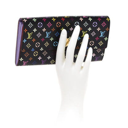Louis Vuitton Monogram Multicolor Sarah Wallet Black Violet 2 of 6