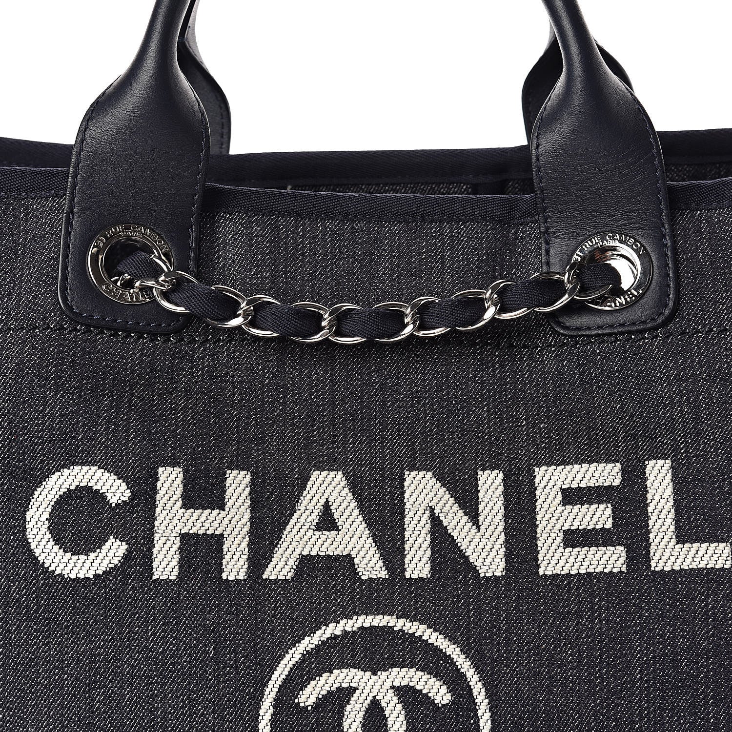 Chanel Denim Large Deauville Tote Dark Blue 11 of 11