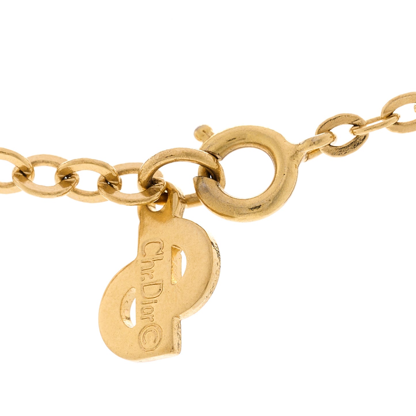 Metal CD Logo Oval Pendant Necklace Gold