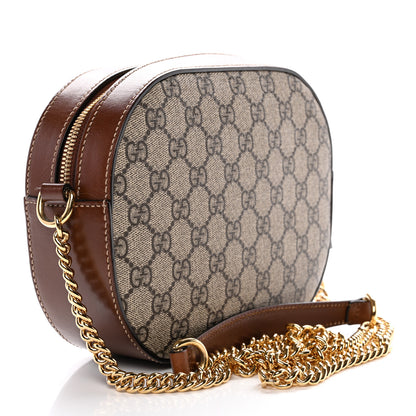 Gucci GG Supreme Monogram Cuoio Toscano Mini Chain Shoulder Bag Beige Ebony Cuir 3 of 12