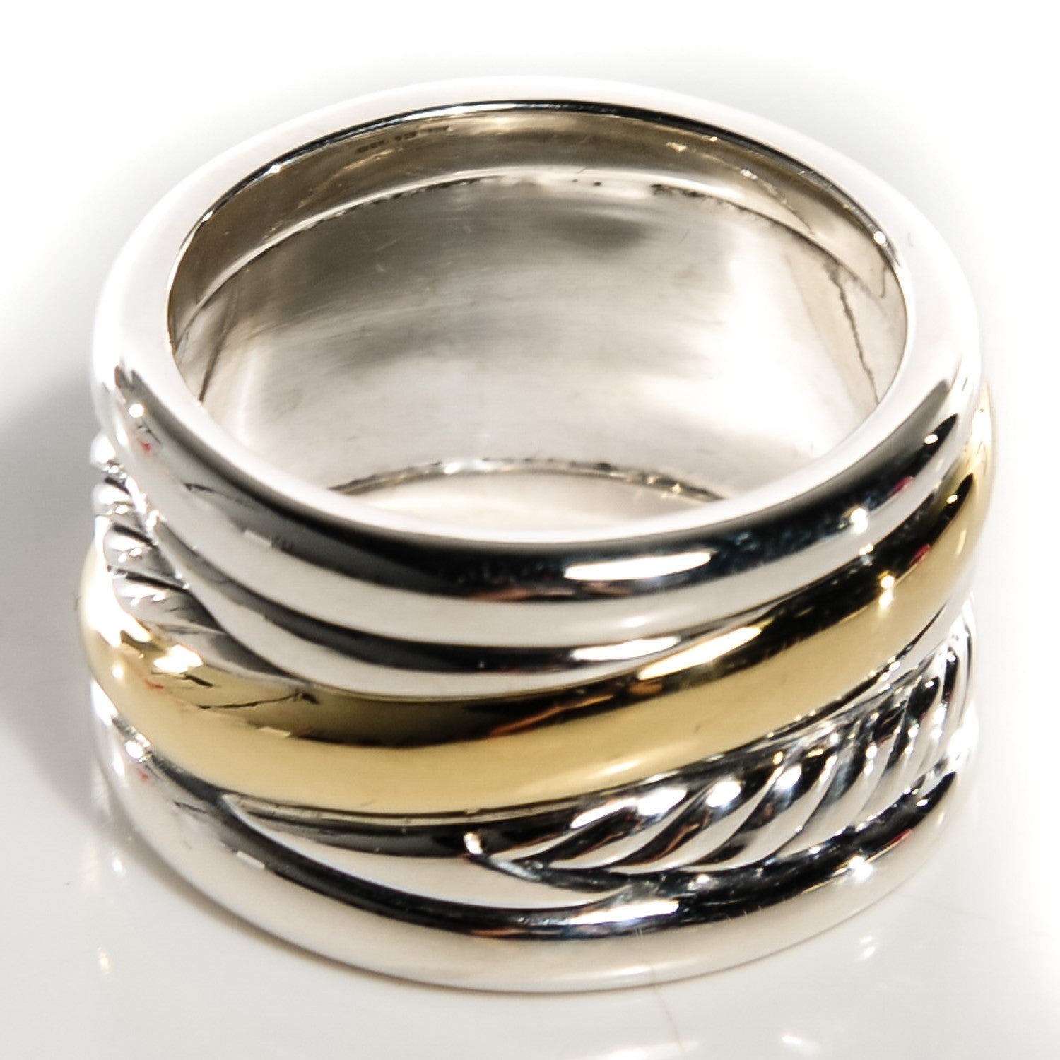 David Yurman Sterling Silver 18K Yellow Gold X Crossover Ring 7.5 3 of 4