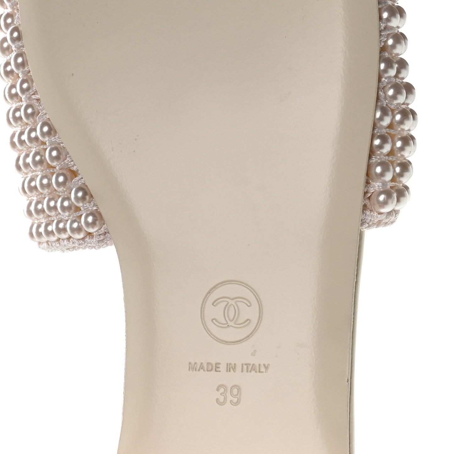 Pearl Crystal CC Mules Sandals 39 Ivory