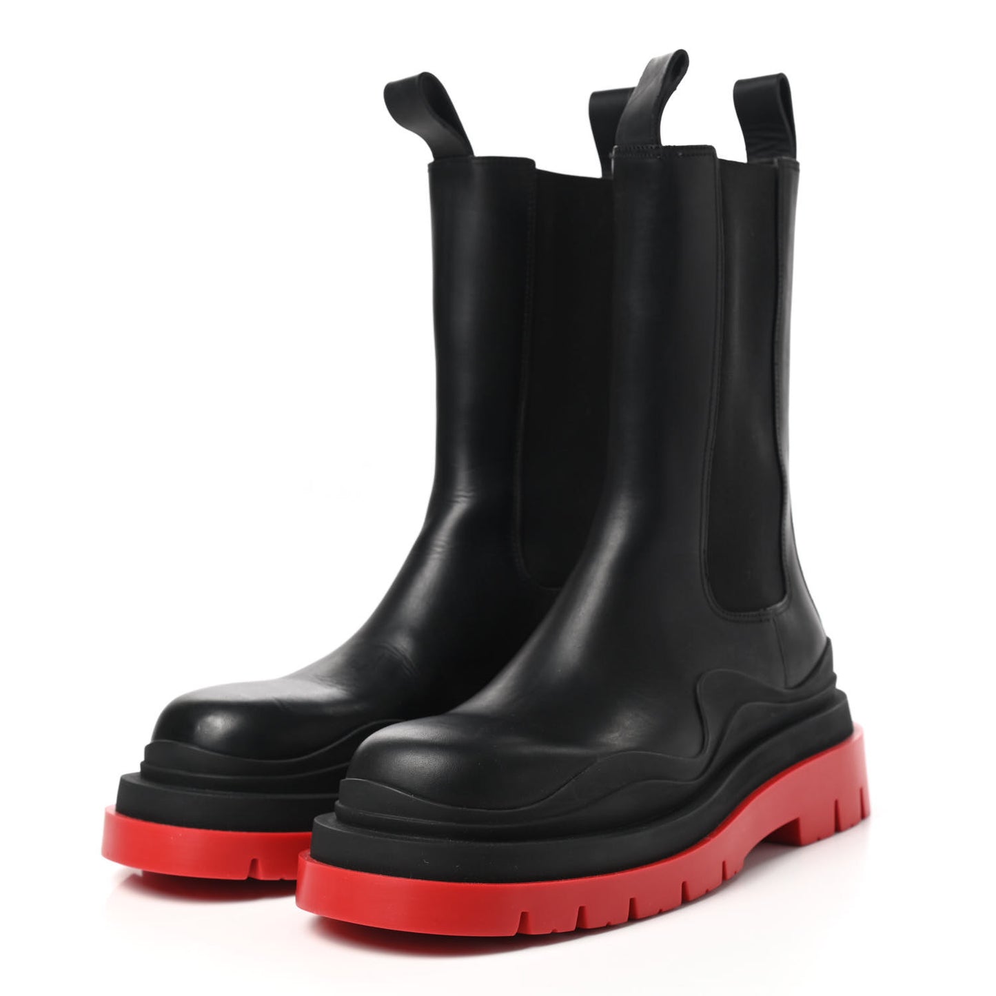 Calfskin The Tire Chelsea Boots 39 Black Bright Red