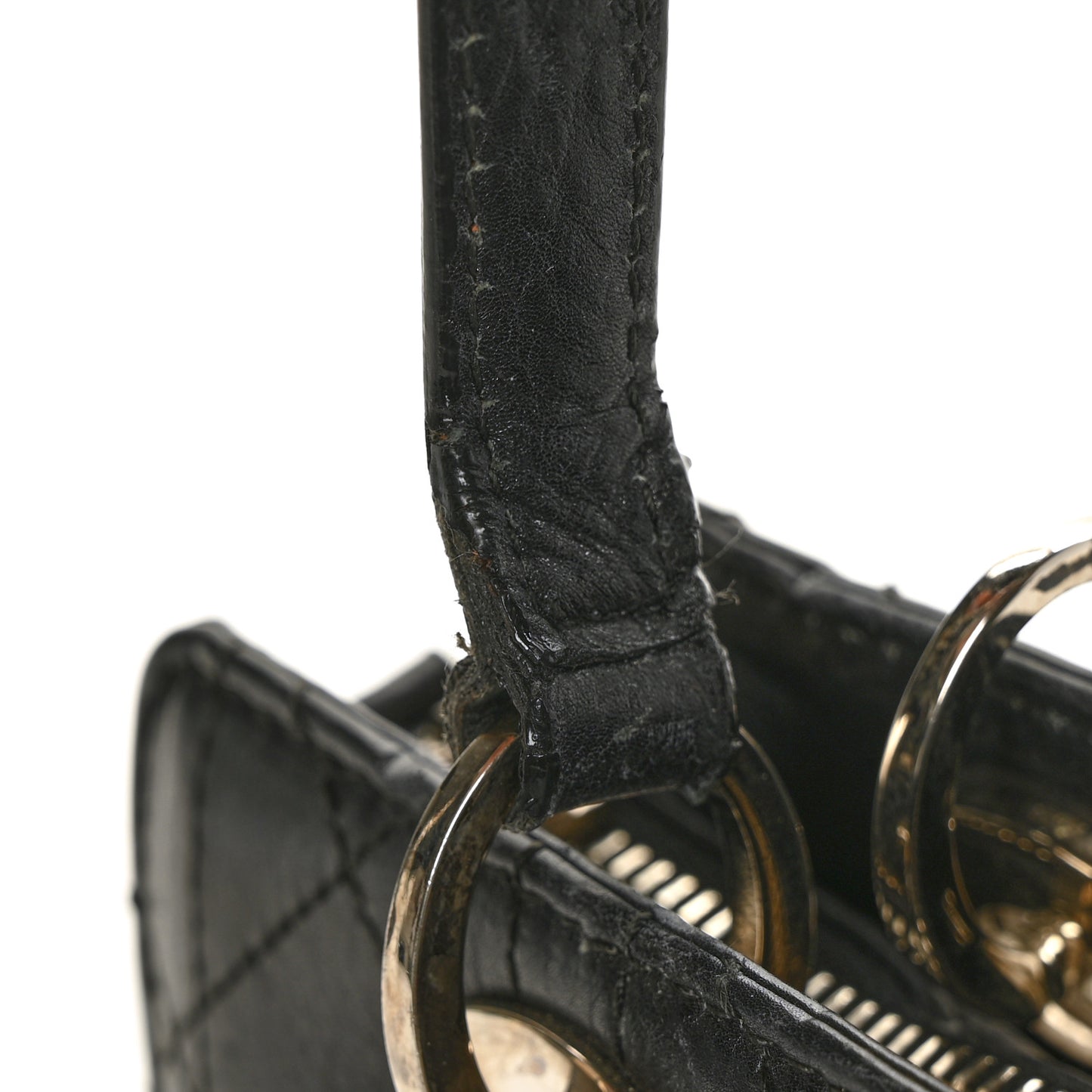 Calfskin Cannage Stitched Small Lady East West Lady Dior Black
