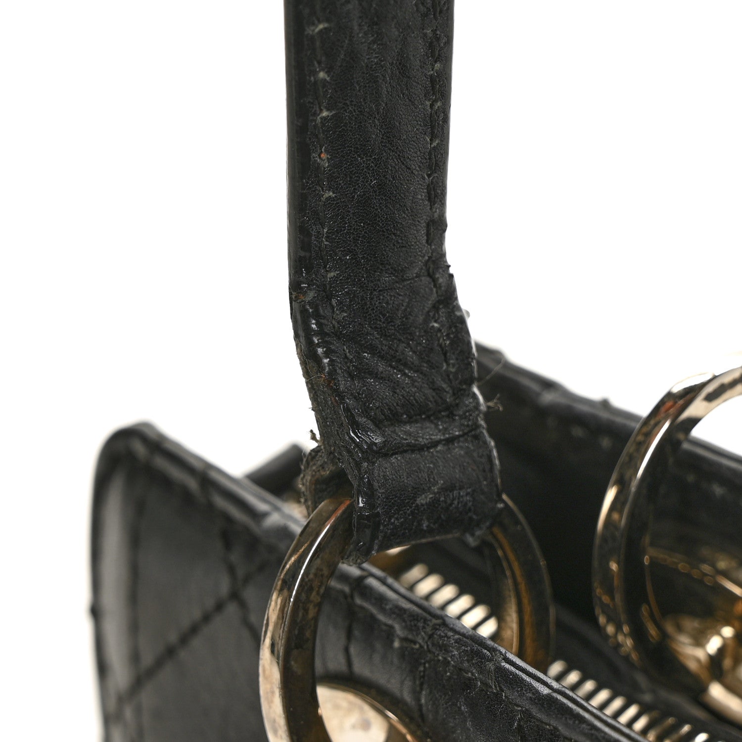 Christian Dior Calfskin Cannage Stitched Small Lady East West Lady Dior Black 9 of 12
