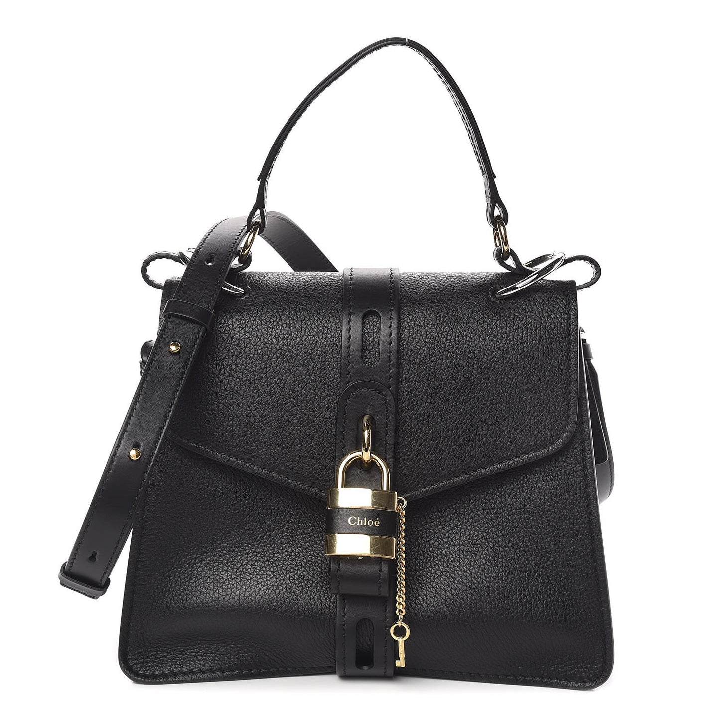 Grained Calfskin Medium Aby Day Shoulder Bag Black