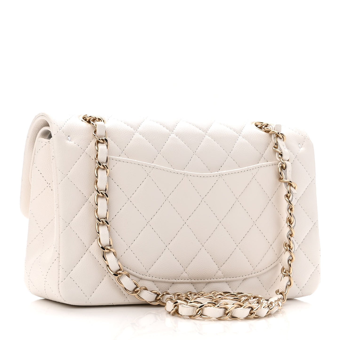 Caviar Quilted Small Double Flap White