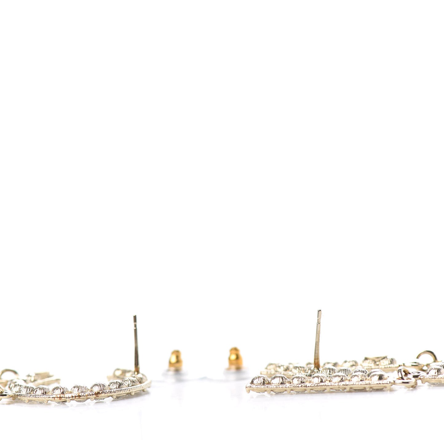 Crystal Cha-Nel Logo Drop Earrings Gold