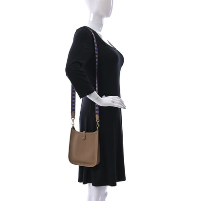 Hermes Taurillon Clemence Maxi Quadrille Evelyne TPM Chai Bleu Rouge H Bleu Saphir 2 of 11