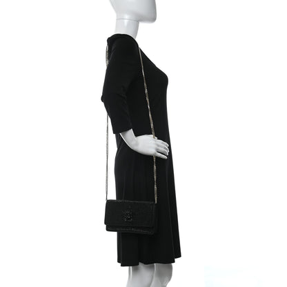 Versace Calfskin Palazzo Crystal Chain Evening Bag Black 2 of 9