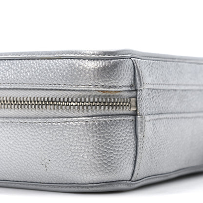 Chanel Metallic Caviar Quilted Small CC Filigree Vanity Case Silver 9 of 10
