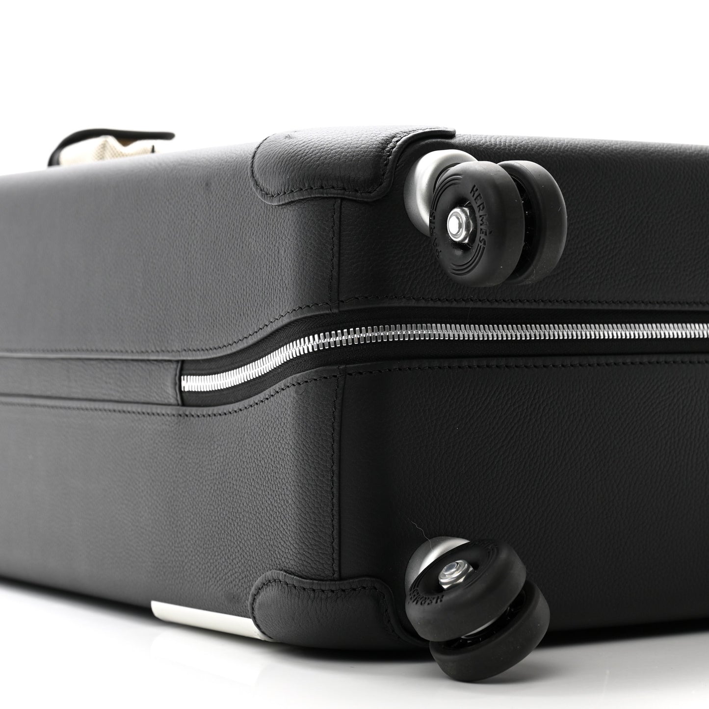 H Viking Canvas Taurillon Regate Cargo Rolling Trolley Luggage Ecru Black
