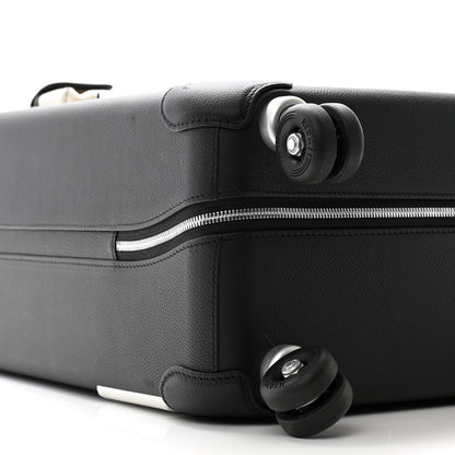 Hermes H Viking Canvas Taurillon Regate Cargo Rolling Trolley Luggage Ecru Black 7 of 9