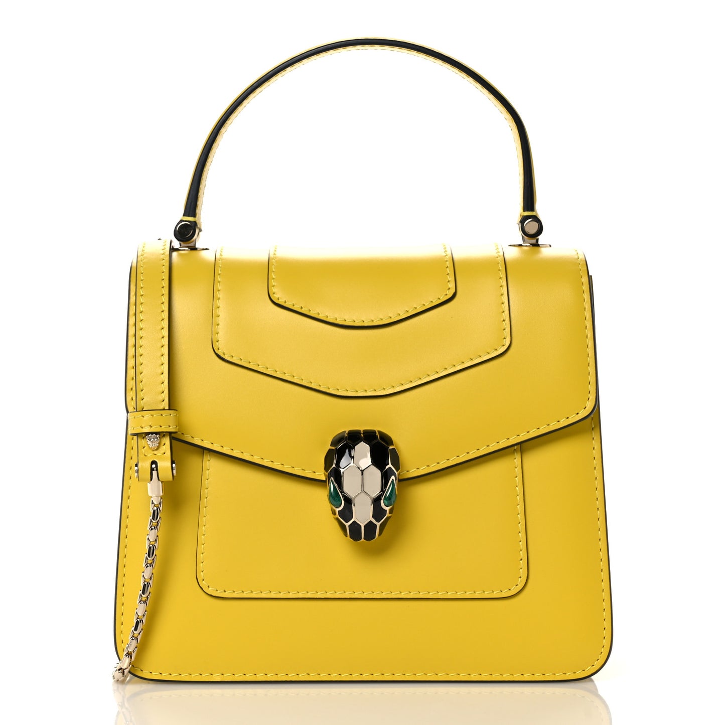 Calfskin Serpenti Forever Top Handle Yellow