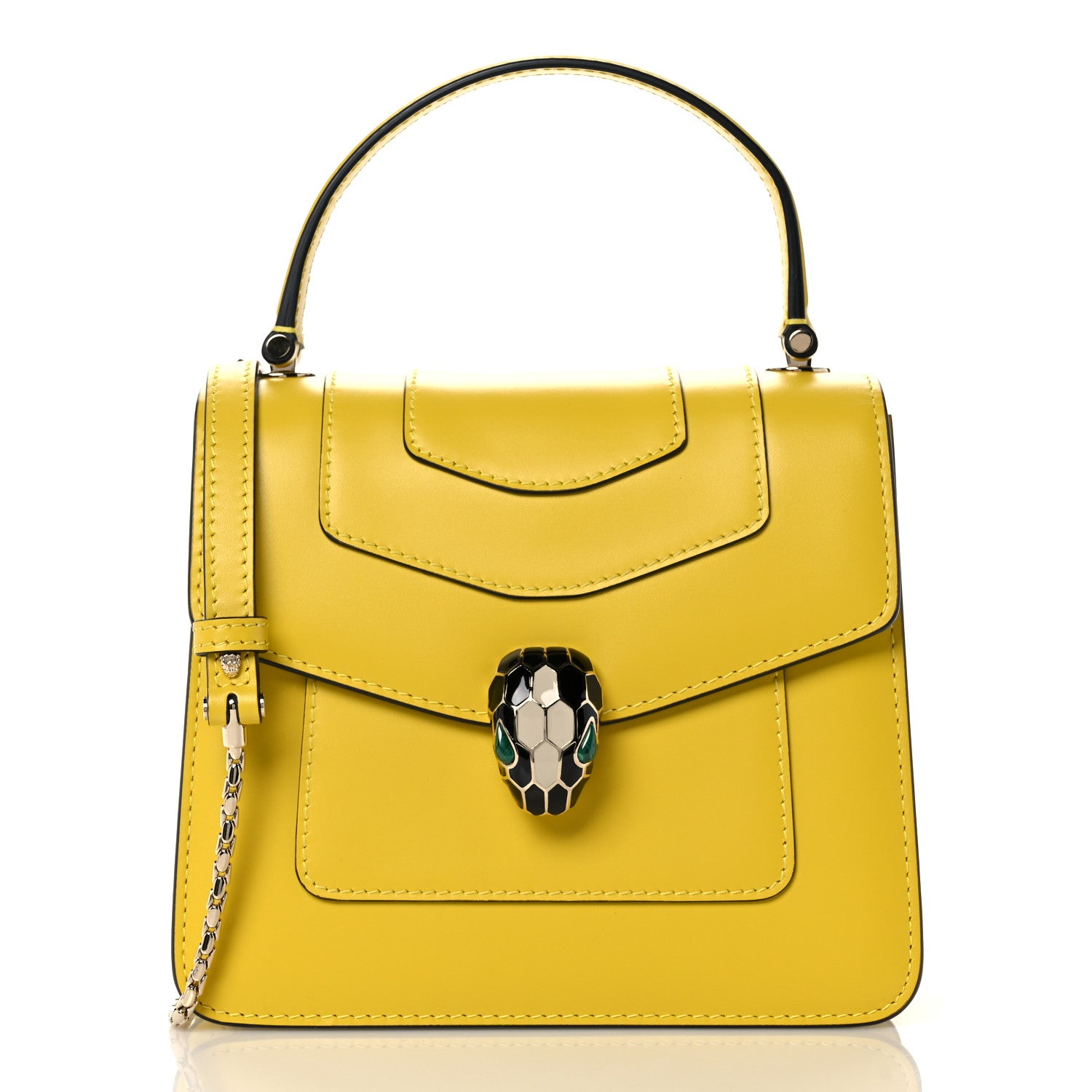 Bulgari Calfskin Serpenti Forever Top Handle Yellow 3 of 11