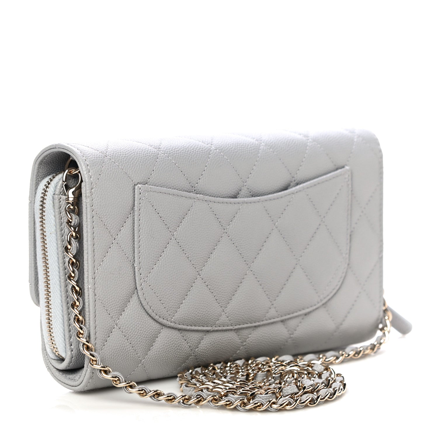 Chanel Caviar Quilted Phone Holder Wallet on Removable Chain Grey 3 of 12
