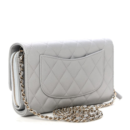 Chanel Caviar Quilted Phone Holder Wallet on Removable Chain Grey 3 of 12