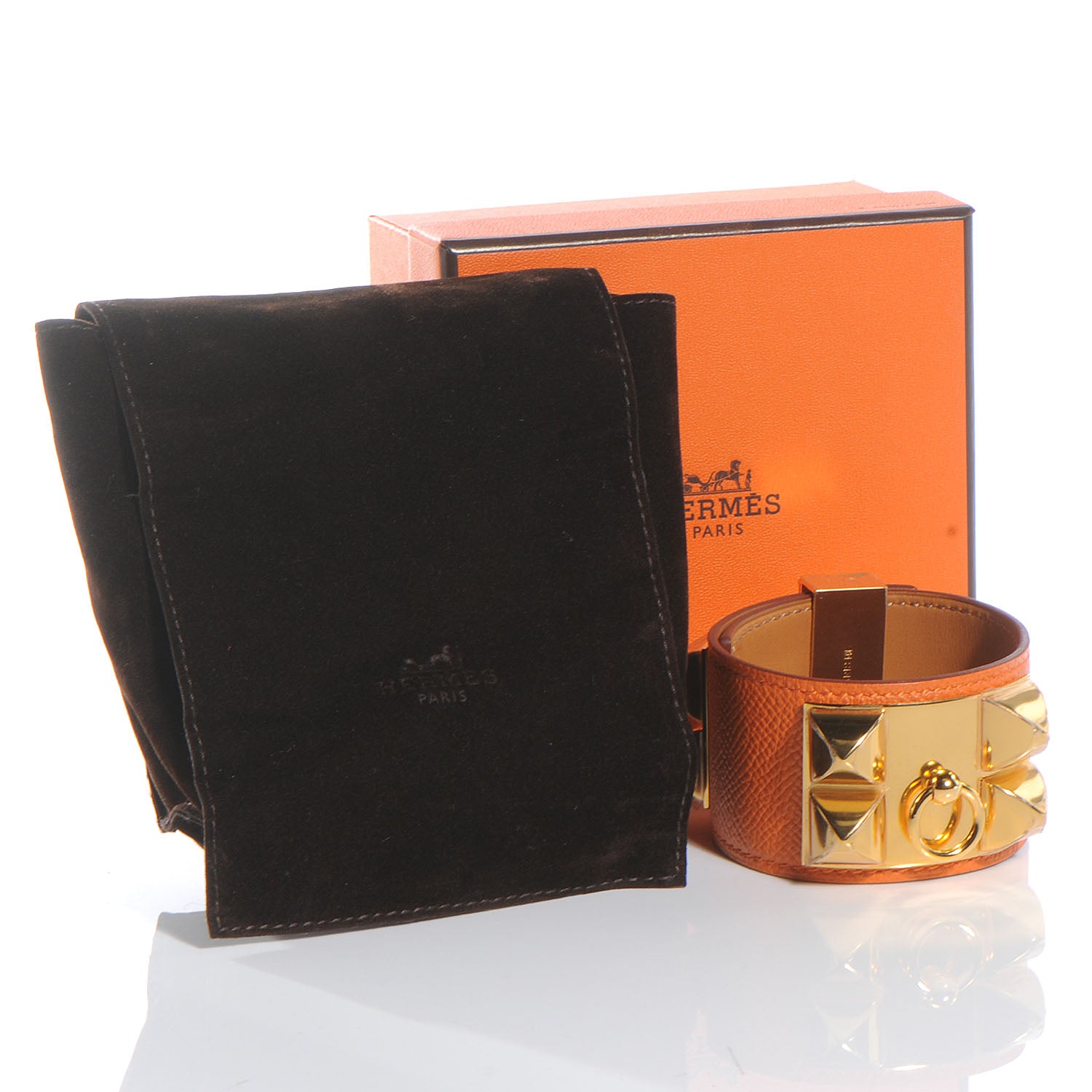 Hermes Epsom Collier de Chien CDC Bracelet Orange Large 5 of 7