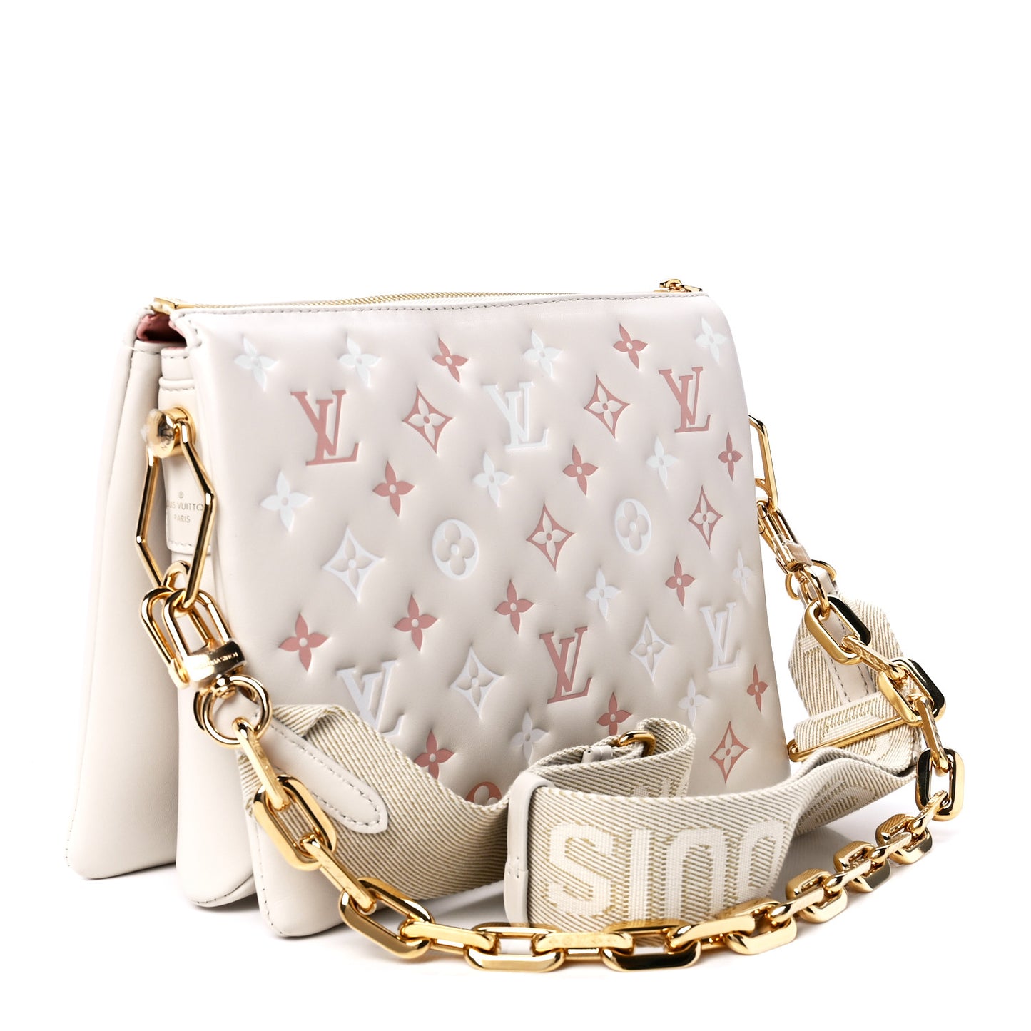 Lambskin Embossed Monogram Coussin PM Natural Creme
