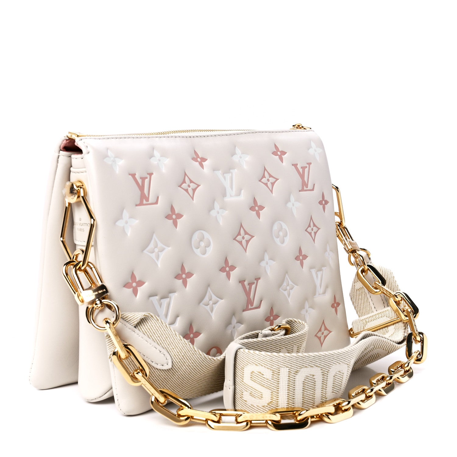 Louis Vuitton Lambskin Embossed Monogram Coussin PM Natural Creme 3 of 10