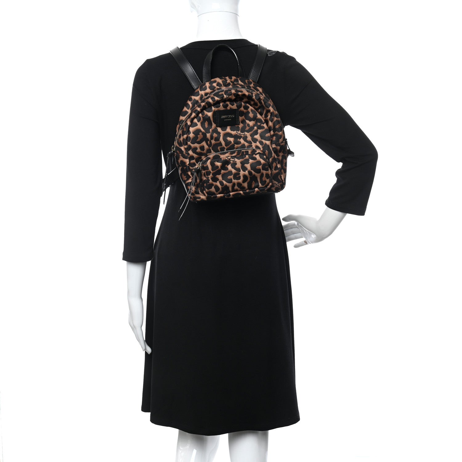 Jimmy Choo Nylon Leopard Candice Backpack Black 2 of 12