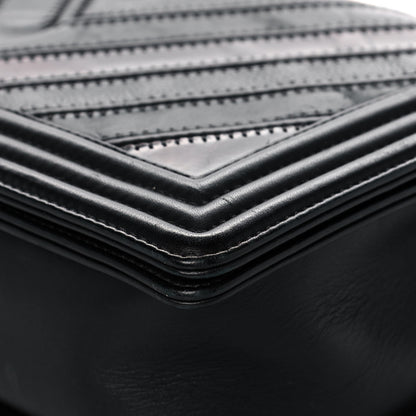 Chanel Calfskin Caviar Suede Chevron New Medium Boy Flap Black 10 of 17
