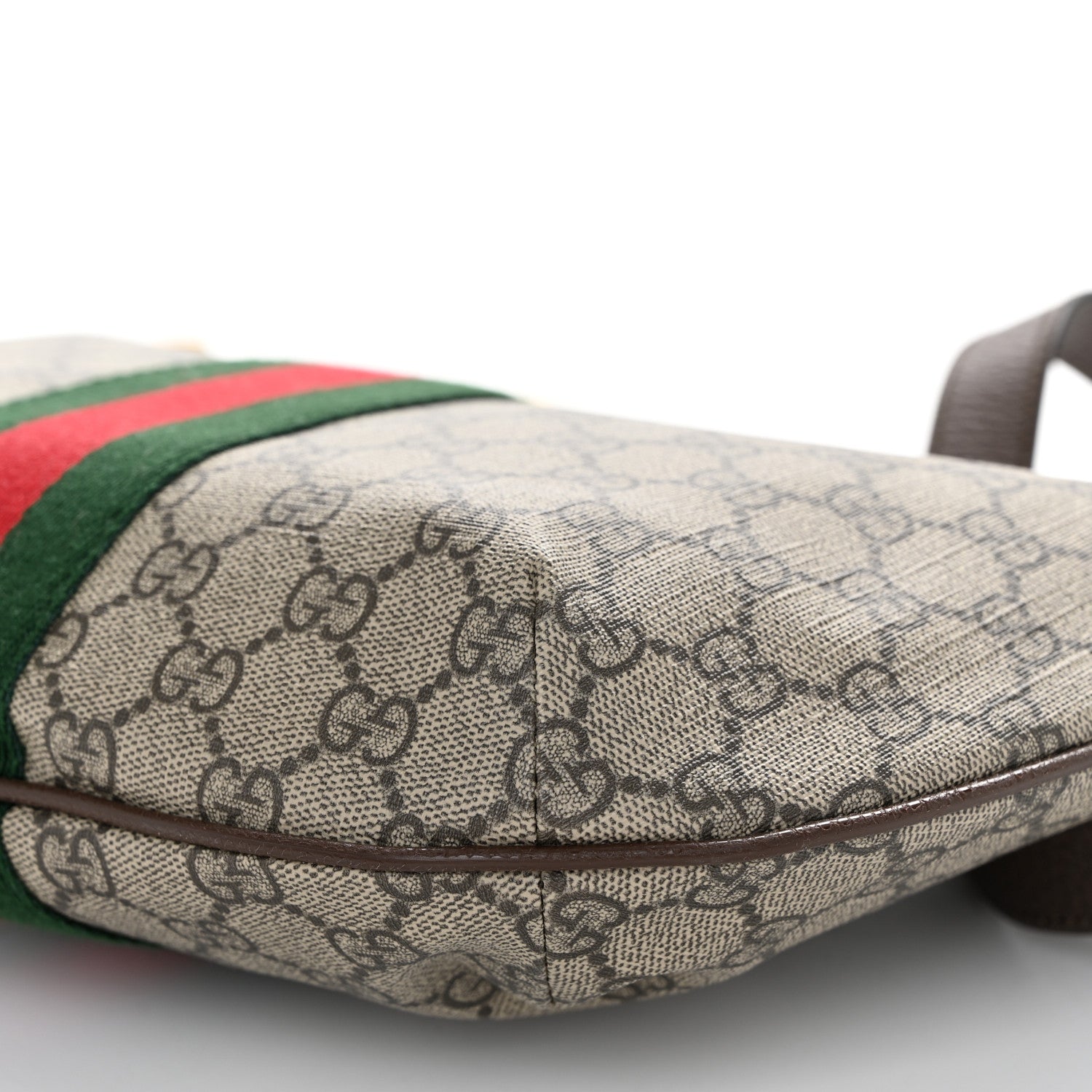 Gucci GG Supreme Monogram Textured Dollar Calfskin Web Small Ophidia Half Moon Hobo Beige Ebony New Acero 9 of 10