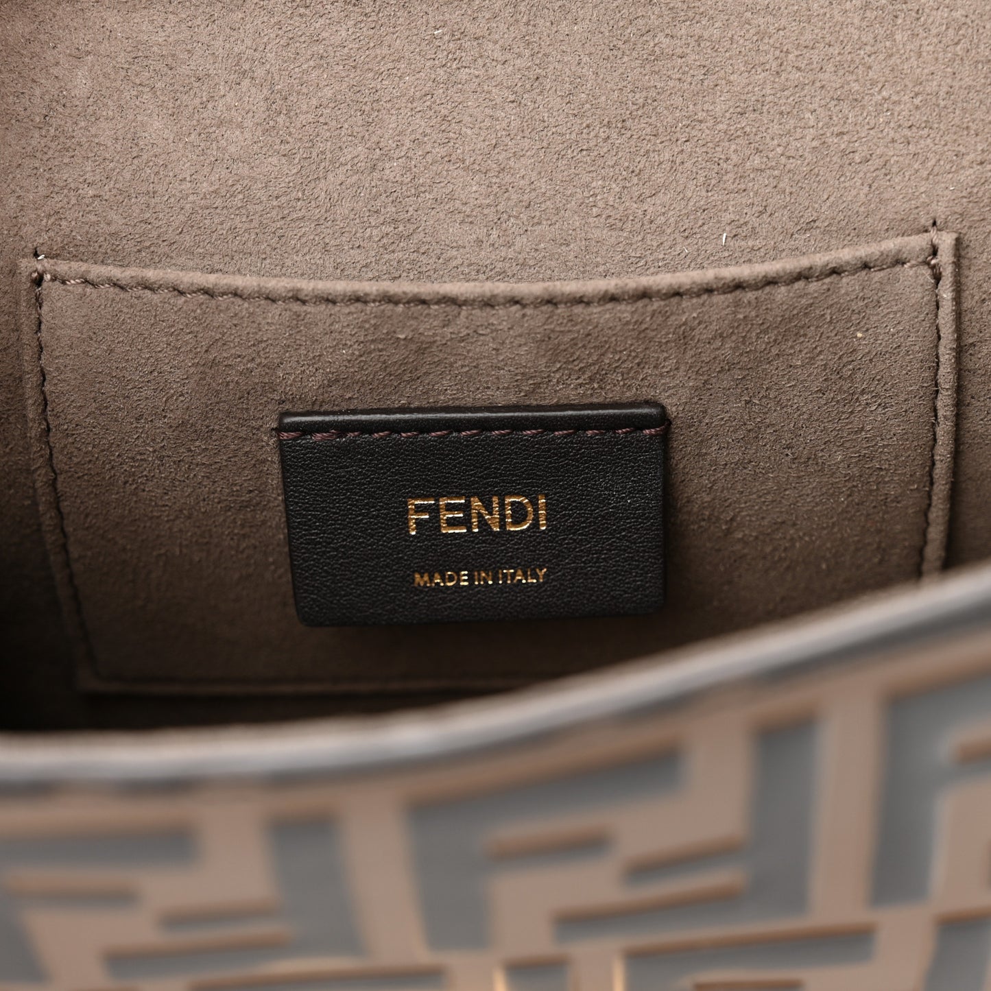 Vitello Century F is Fendi Bi-Color FF 1974 Embossed Small Kan I Shoulder Bag Fragola Maya Black