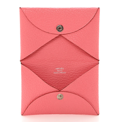 Hermes Chevre Mysore Calvi Card Case Rose Azalee 5 of 8