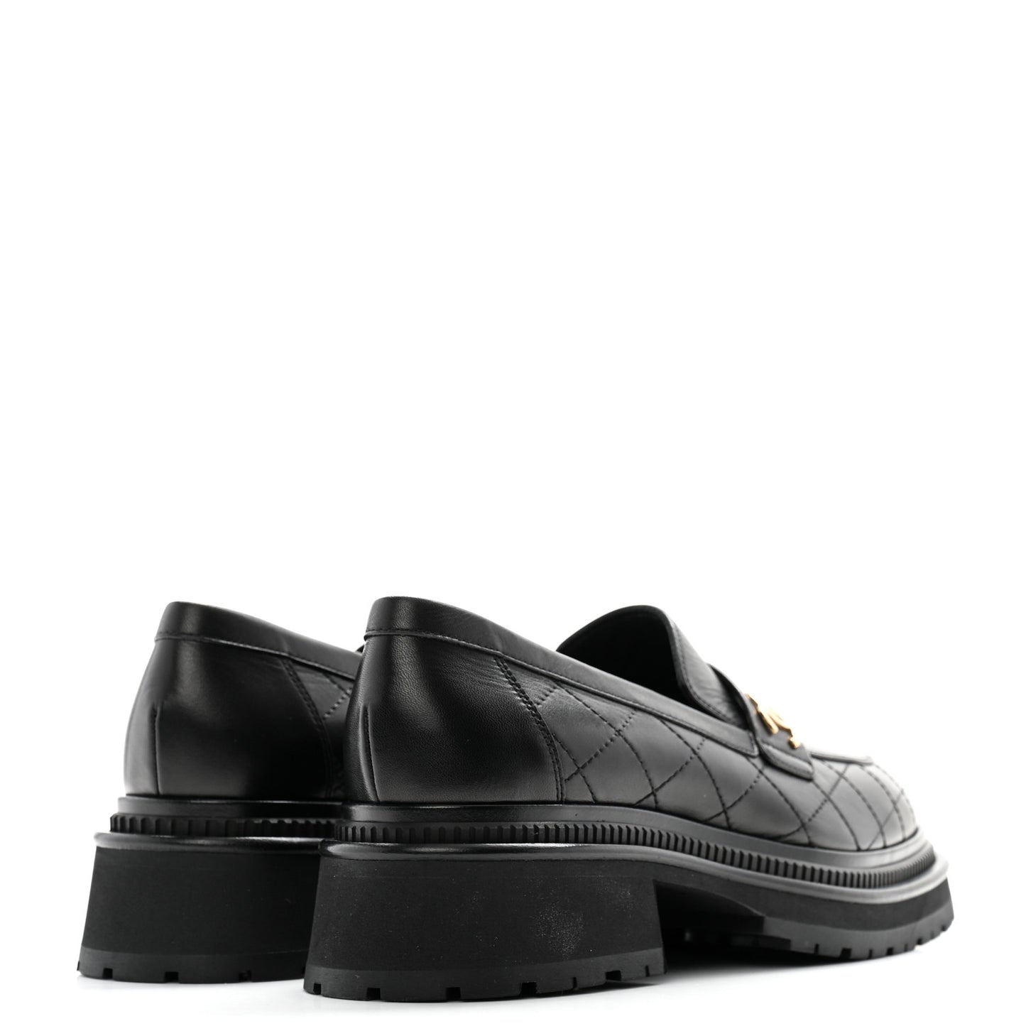 Calfskin Quilted CC Mocassin Loafers 41 Black