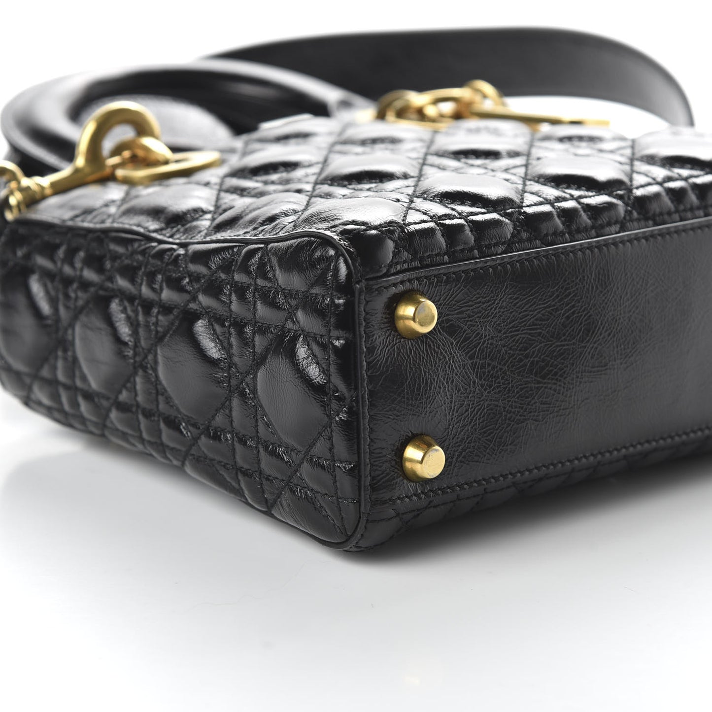 Crinkled Patent Cannage Small Lucky Badges My Lady Dior Black