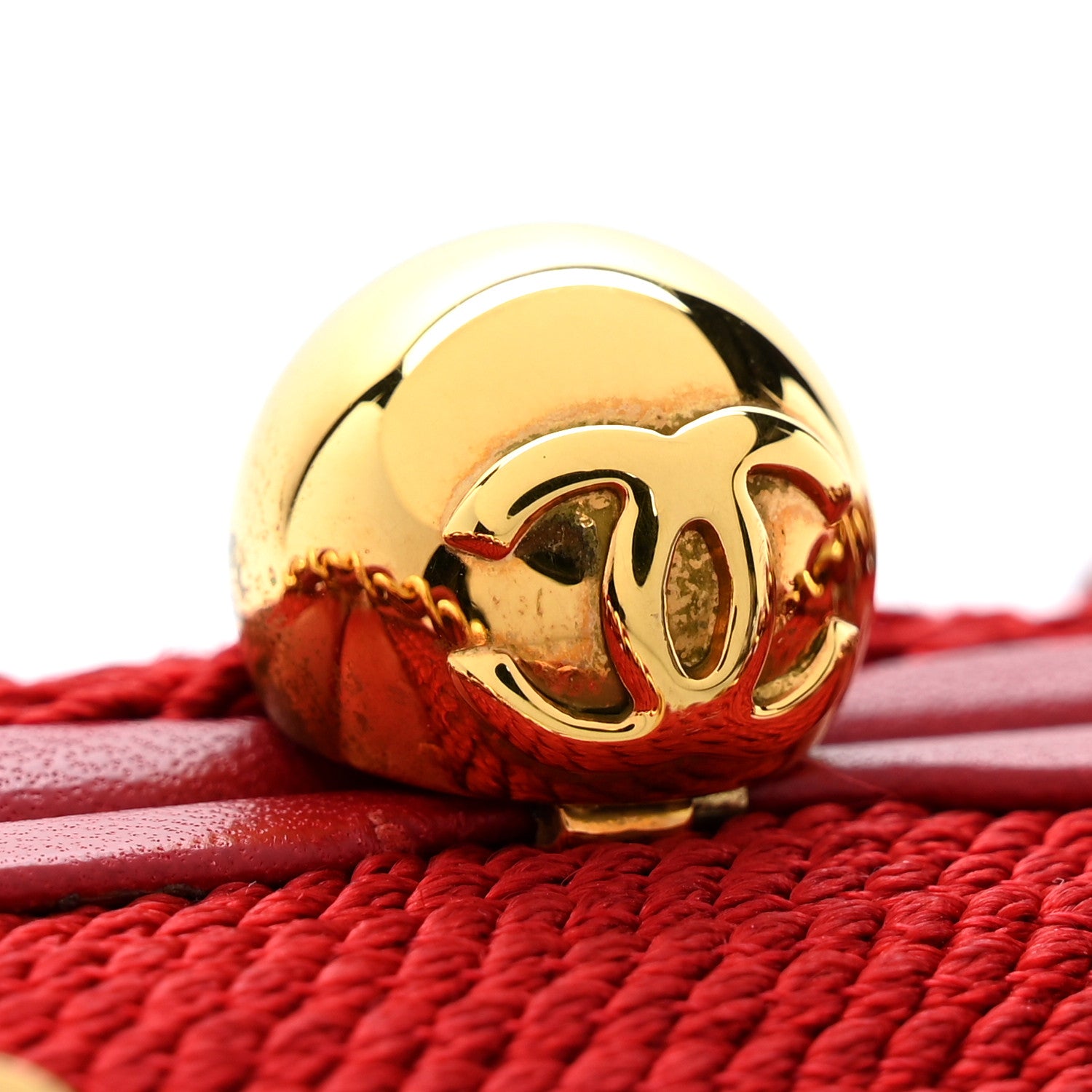 Chanel Woven Raffia Clutch With Chain Bag Red 12 of 12