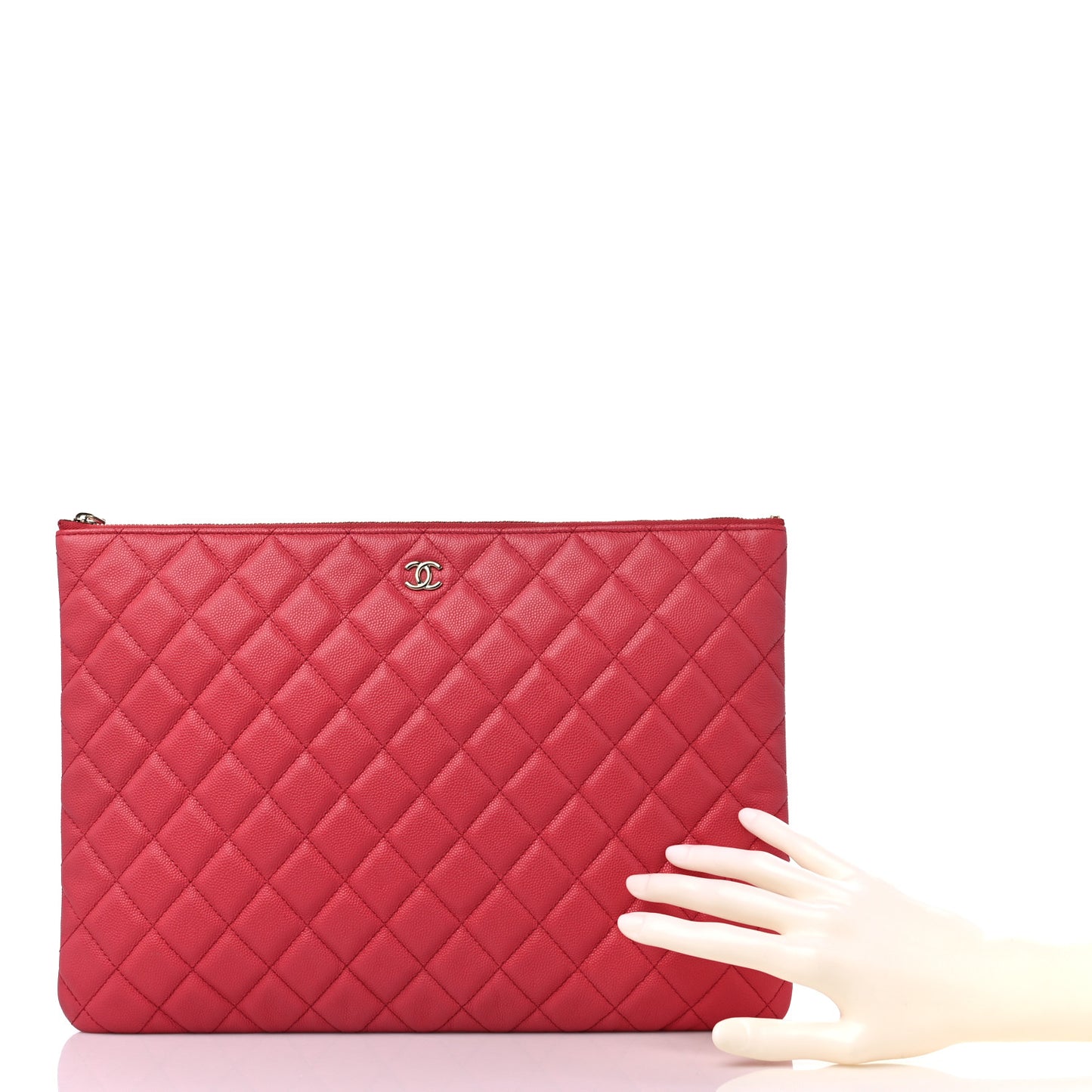 Caviar Quilted Large Cosmetic Case Red