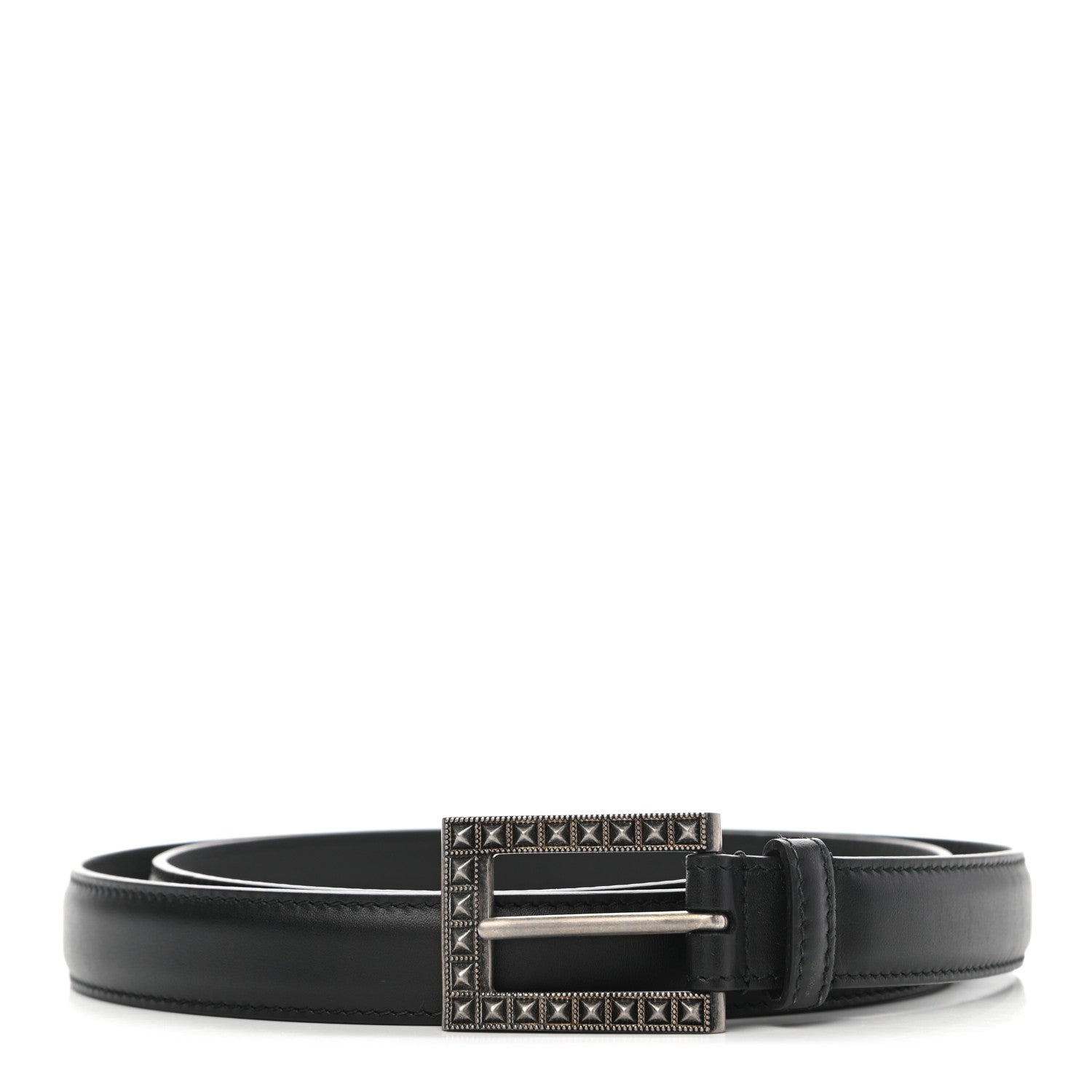 Gucci Calfskin Slim Studded Square Buckle Belt 105 42 Black 1 of 5