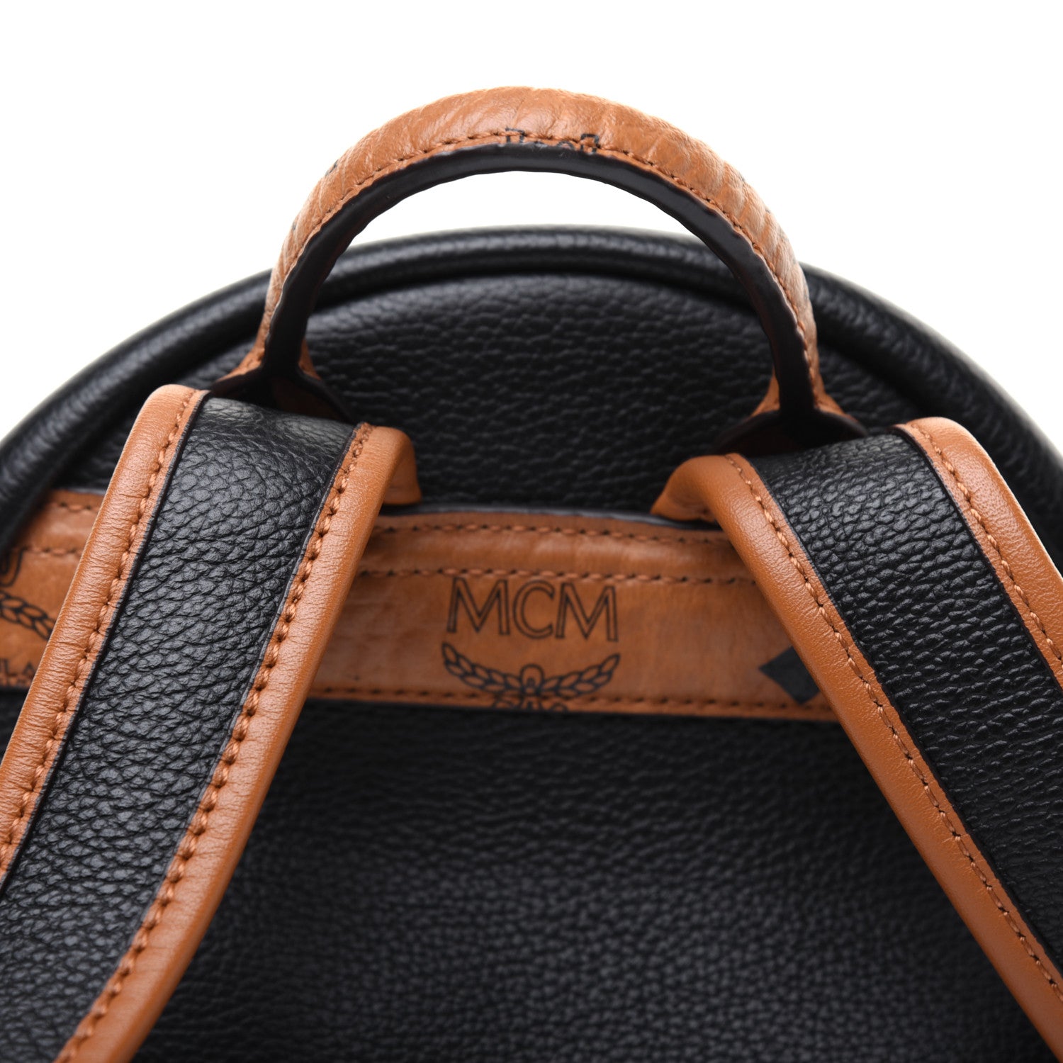 MCM Visetos Calfskin Medium Geonautic Backpack Black Cognac 15 of 19