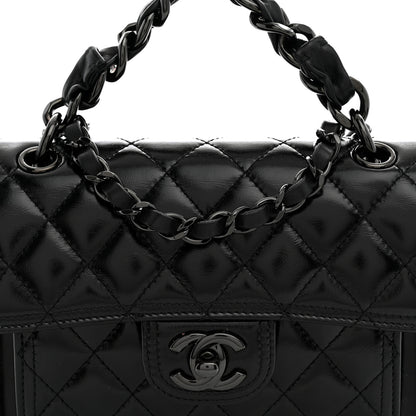 Chanel Shiny Crumpled Calfskin Quilted Double You Mini Flap So Black 8 of 11