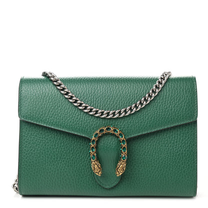 Gucci Calfskin Mini Dionysus Chain Wallet Emerald 1 of 11