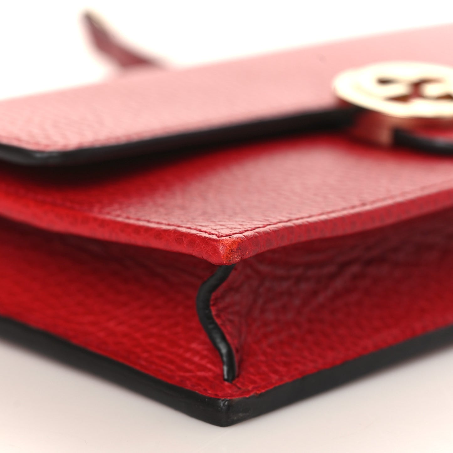 Dollar Calfskin Interlocking G Chain Wallet Red