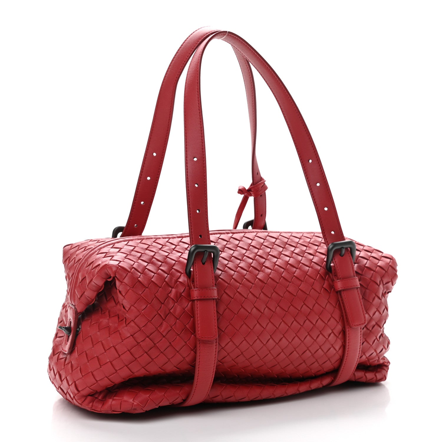 Bottega Veneta Nappa Intrecciato Montaigne Rings Satchel Red 4 of 12