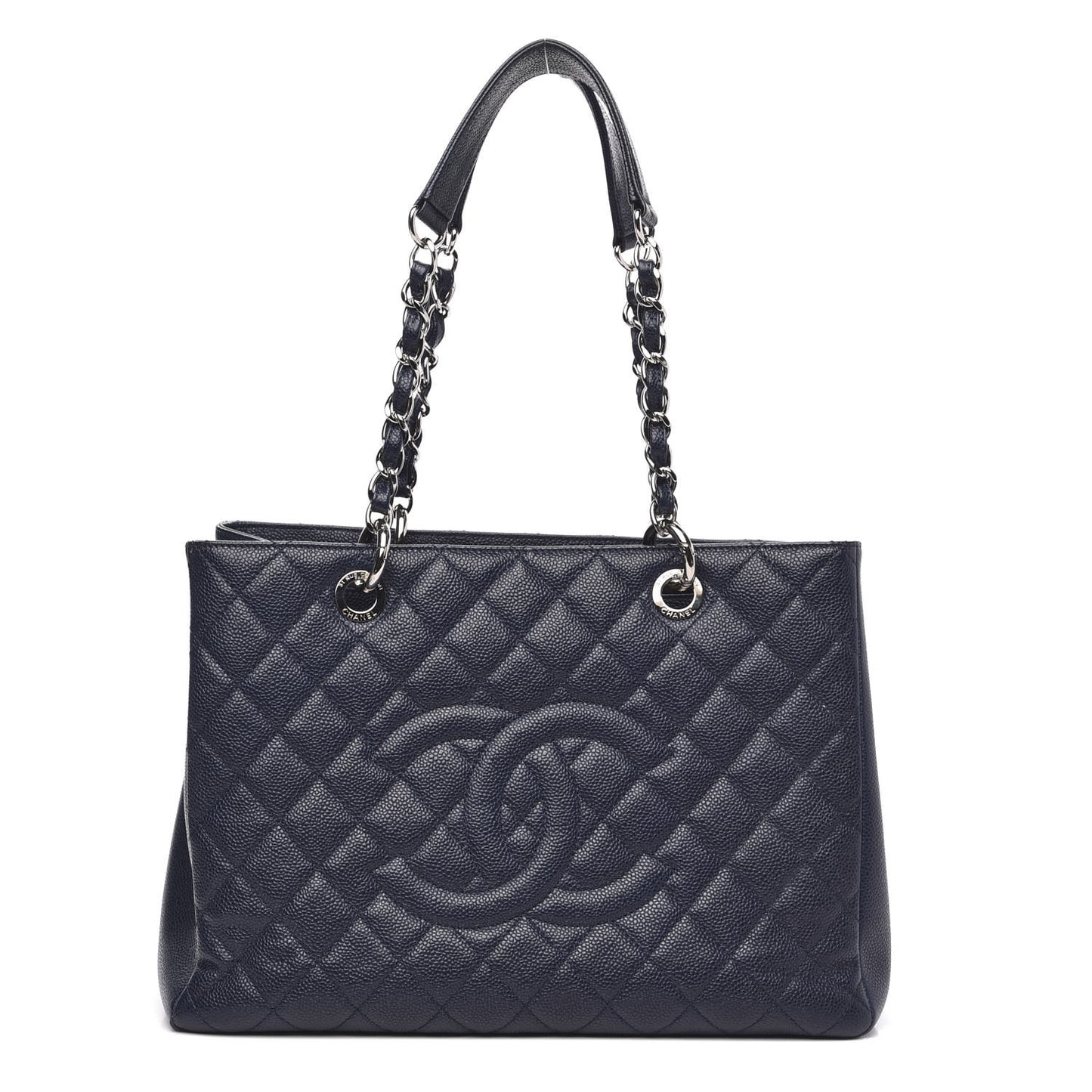 Caviar Quilted Grand Shopping Tote GST Dark Navy Blue