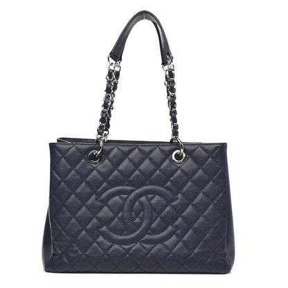 Chanel Caviar Quilted Grand Shopping Tote GST Dark Navy Blue 1 of 13