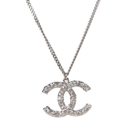 Chanel Crystal CC Necklace Silver 4 of 6