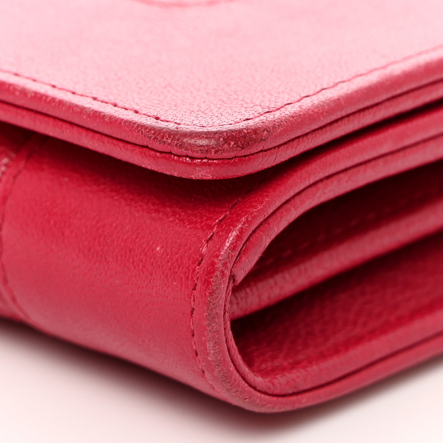 Sheepskin Quilted Mademoiselle Vintage Flap Wallet Dark Pink