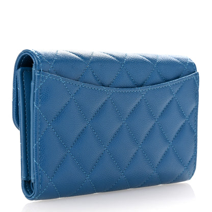 Chanel Caviar Quilted Medium Flap Wallet Dark Blue 3 of 7