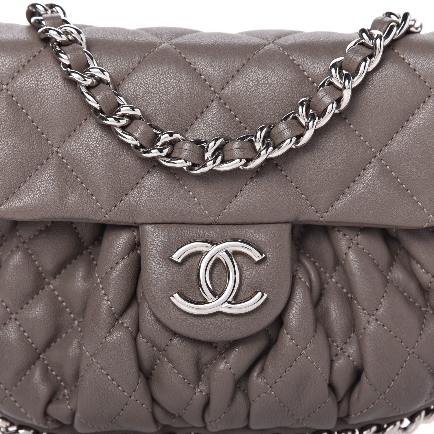 Chanel Washed Lambskin Quilted Mini Chain Around Flap Taupe 10 of 11