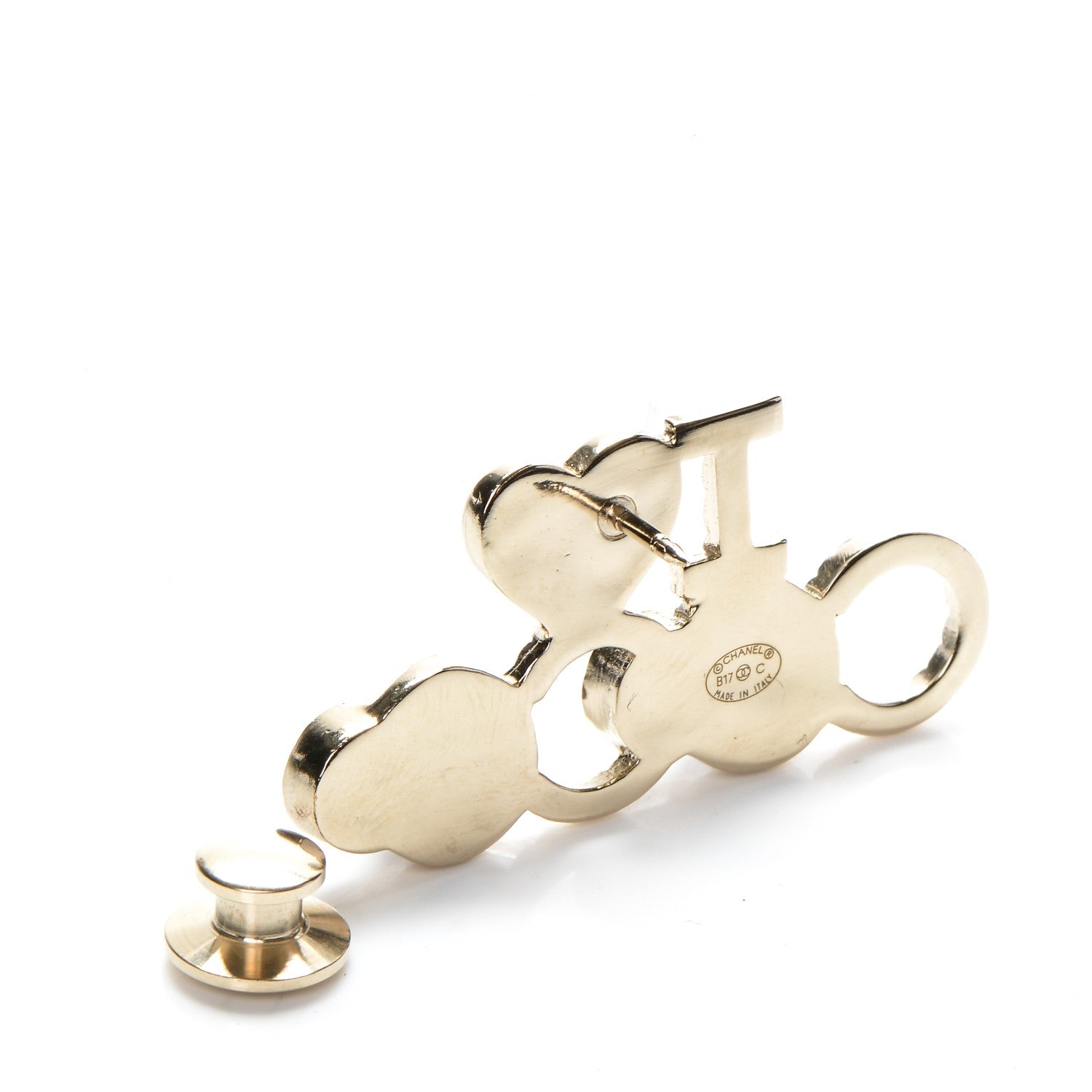 Chanel Metal Resin Pearl I Love Coco Brooch Gold Brown Pink 3 of 4